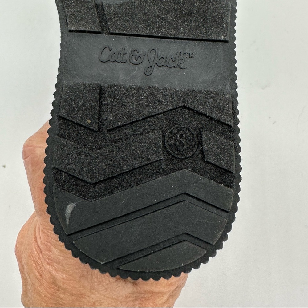 Cat & Jack Toddler Winter Boots Black Faux Suede Zip Side Size 8 - Picture 8 of 8
